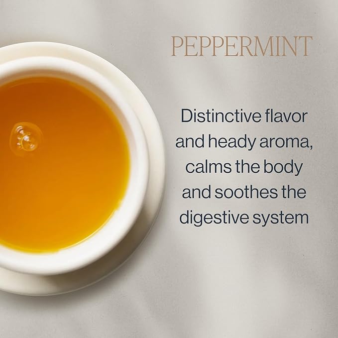 Rishi Tea Peppermint Herbal Tea - Organic, Caffeine Free Sachet Bags, Calming Sweet & Cooling Pure Peppermint Leaves - 50 Count