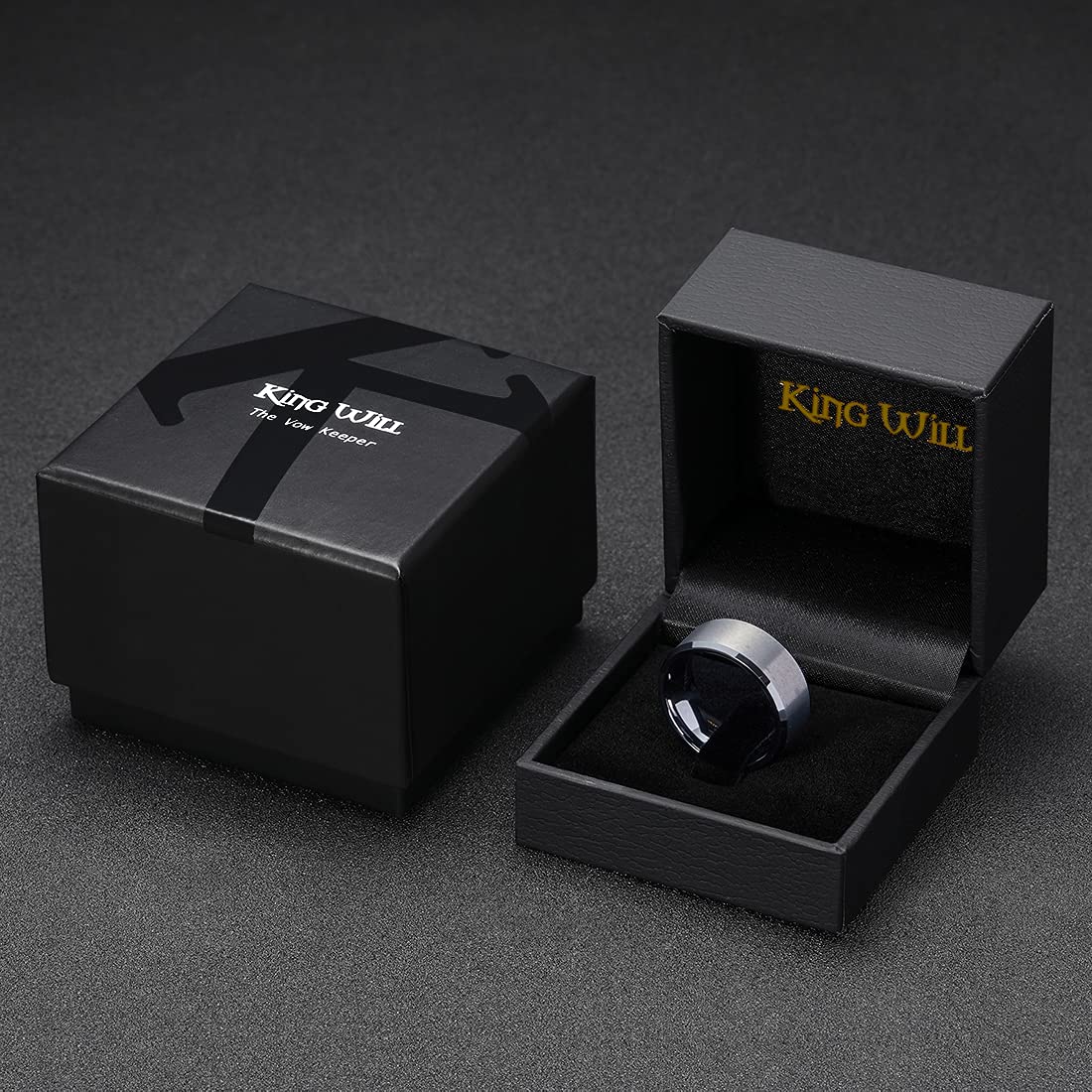King Will Silver 9mm Men's Wedding Ring - Brushed Matte Finish, Beveled Polished Edge, Comfort Fit Size 14