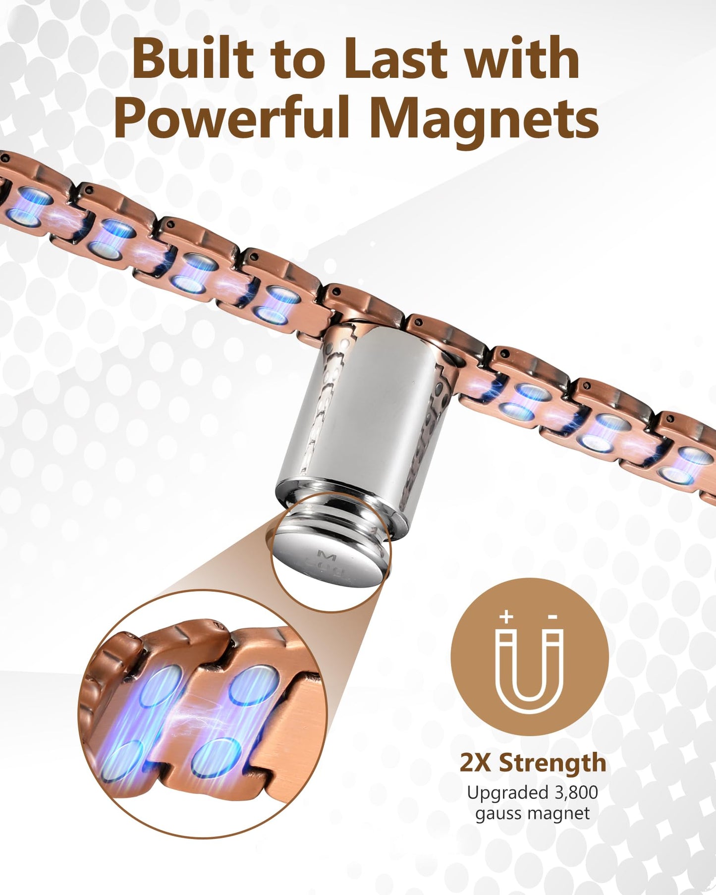 Feraco Copper Bracelet for Men,Magnetic Therapy Cooper Bracelets with 3800 Gauss Magnets, Men's Jewelry for Anniversary Father's Day