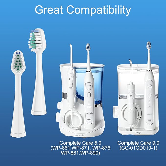 Replacement Toothbrush Heads for Waterpik Complete Care 5.0/9.0, and Compatible with AquaSonic Duo and Home Dental Center Electric Toothbruh, 10 Count(Pack of 1), Black