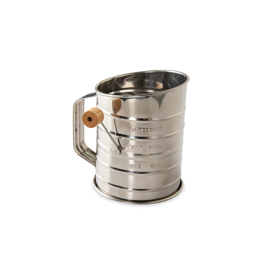 Nordic Ware Flour Sifter, 3-Cup Stainless Steel Flour Sifter, Rotary Design, Baking Accessories For Sifting Dry Ingredients & Powdered Sugar