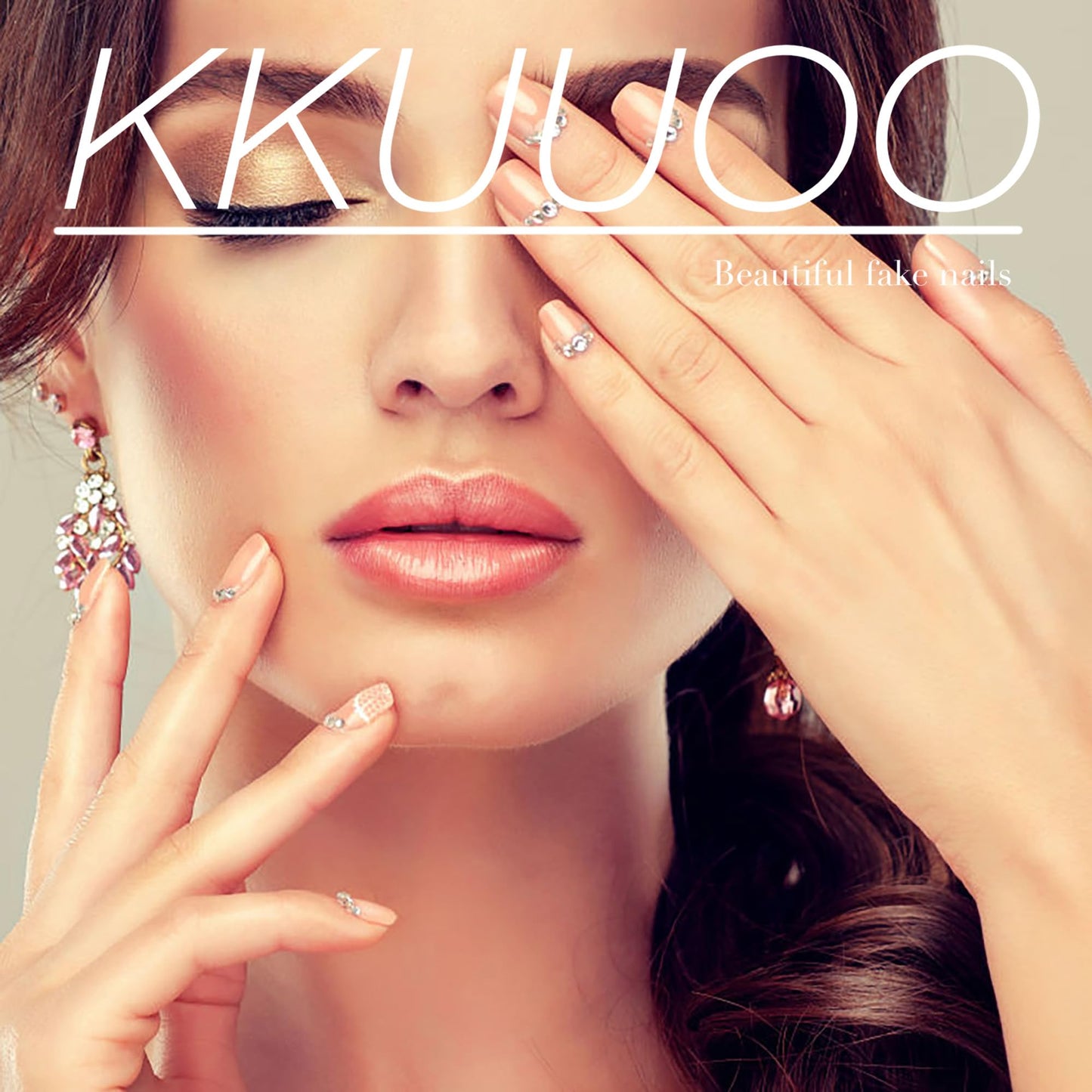 KKUUOO Press On Nails - Long, Blue Glitter False Nails with Design, Shiny Acrylic Finish, Full Cover, Reusable Stick On Nails for Women & Girls