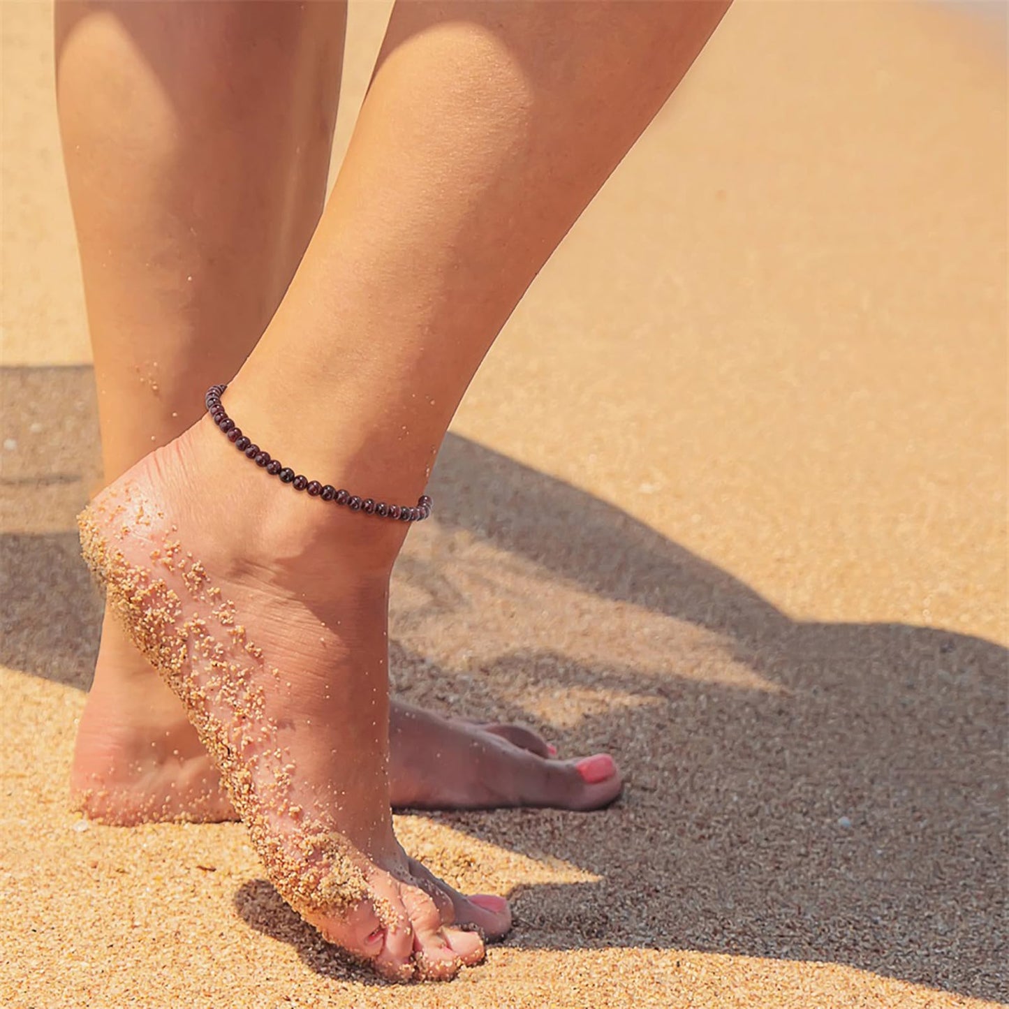 Citrine Anklets for Women Beach Boho Ankle Waterproof Citrine Anklet Bracelets Adjustable Beaded Ankle Bracelet Plus Size Anklets Gemstone Anklet Jewelry Gift for Her