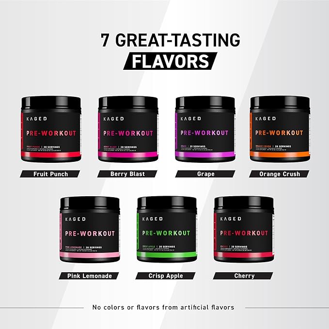 Kaged Original Pre Workout Powder Berry Blast Pre-Kaged Formulated with Creatine, Beta Alanine, Pure Caffeine 20 Servings