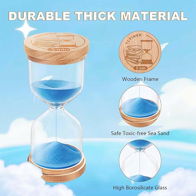 Hourglass 45 Minute Sand Timer:Large Colorful SandClock,Beech Wooden Sand Watch 45 Min, Hour Glass Sandglass for Games,Study (Blue)