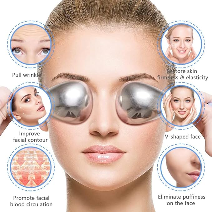 Ice Globes Facial Skin Care Tools for Women Face Eyes, Stainless Steel Face Beauty Cryo Sticks for Girls Ladies