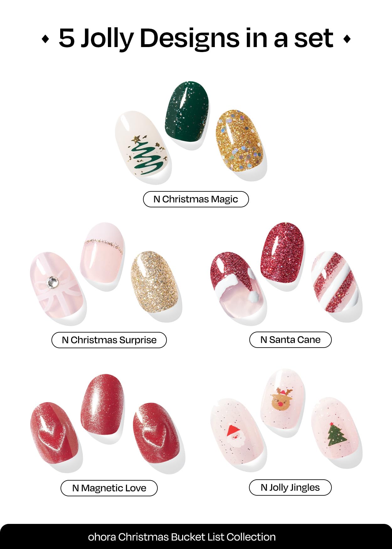 ohora Bundle Set (Christmas Bucket List Set (Limited Edition)) - Works with Any Nail Lamps, Salon-Quality, Long Lasting, Easy to Apply & Remove