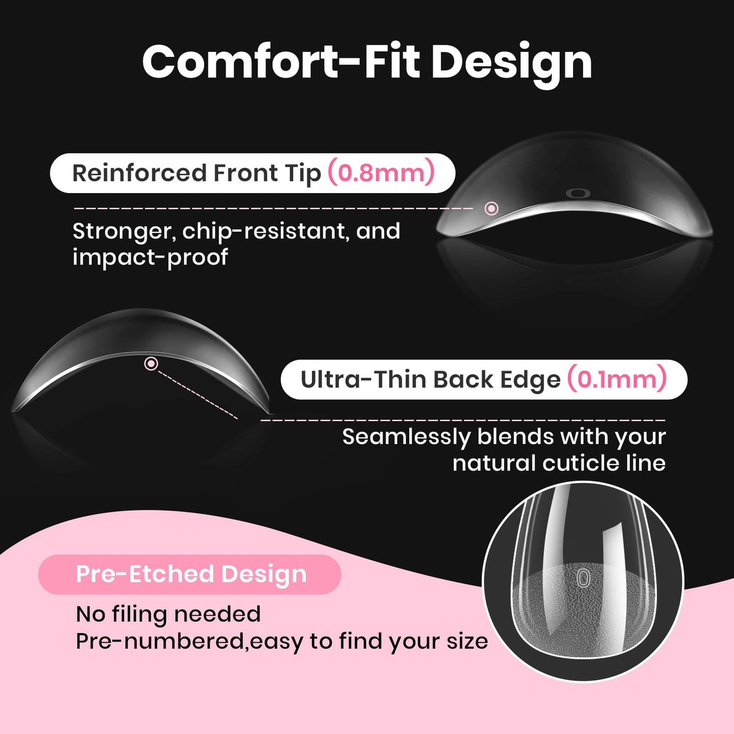Beetles Gel Nail Kit Etch-X, Almond Short, 288pcs 12 Sizes Nail Tips, 3Pcs 15ml HEMA-Free Nail Glue Top Coat & Base Gel Set, with Mini Lamp, Press On Nail, Long Lasting Extension DIY Set at Home