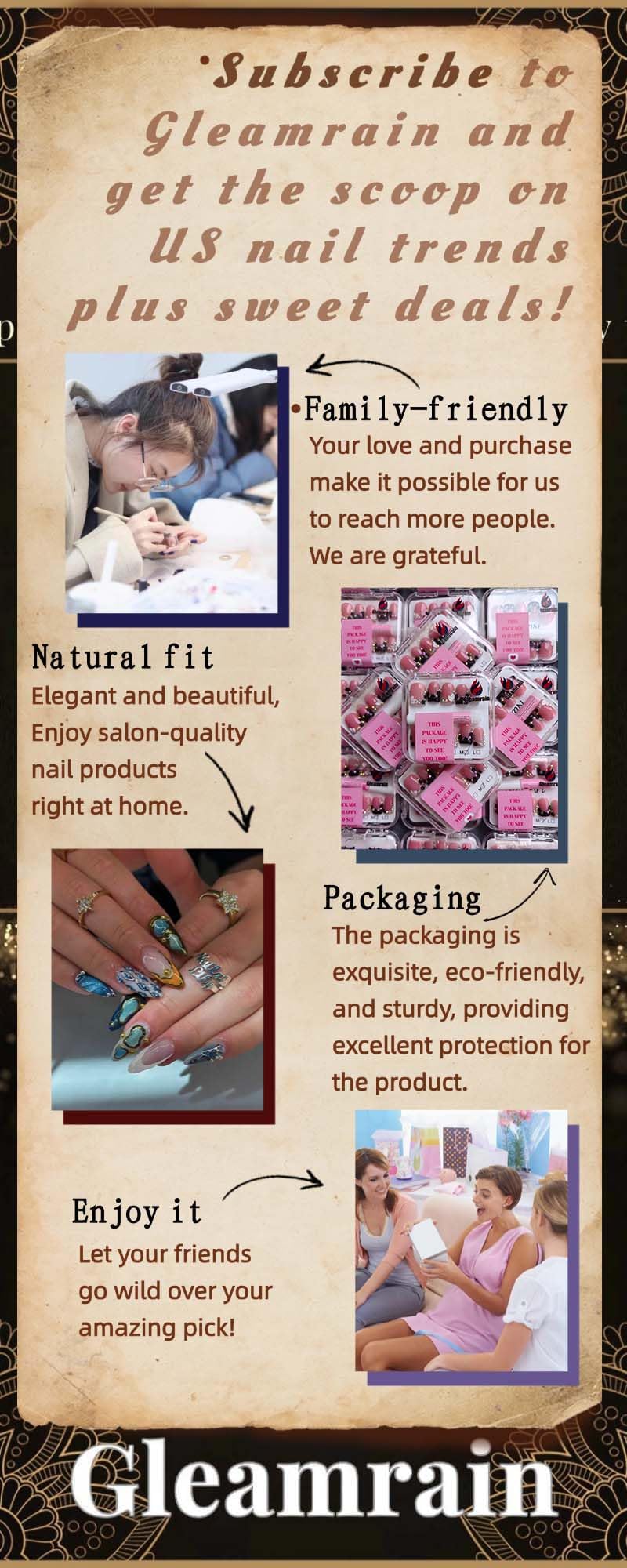 Gleamrain Luxury Professional Manicurist Handmade Nails Press Ons Almond Shape Short Press on Nails with French Tip and 3d Flower Design Nude Base Spring and Daily Use for Women 10pcs Pattern 25