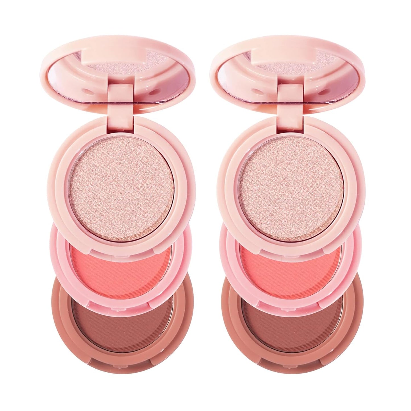 Makeup Eyeshadow Palettes, 3-in-1 Protable Multifunction Blush Highlighter Contour Palettes with 3 Trend Colors for Daily Natural Luster Makeup, Waterproof Long Lasting - 2 Pack #3