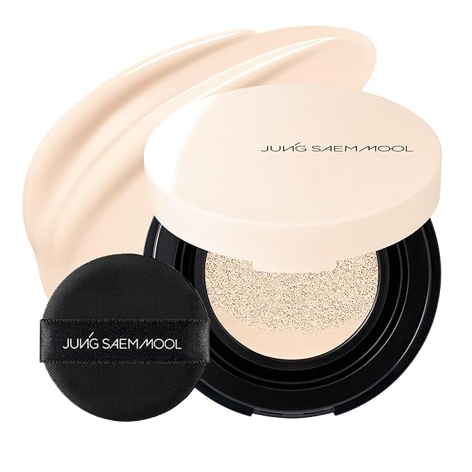 JUNG SAEM MOOL [ Mini ] Essential Skin Nuder Cushion Mini 10N Shell Cream 0.17 Fl Oz, Natural Radiant Finish Cushion Foundation with Buildable Coverage, Lightweight Texture, Korean Foundation Makeup