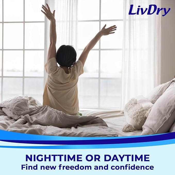 LivDry Adult Diapers Large Incontinence Underwear, Overnight, Leak Protection, 16-Pack
