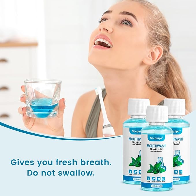 100 Travel Size Mouthwash Bulk Mini Mouthwash, Fresh Mint Portable Mouthwash Individual 1.2oz/35ml Mouthwash Bottles for Travel Toiletry Kits, Blue