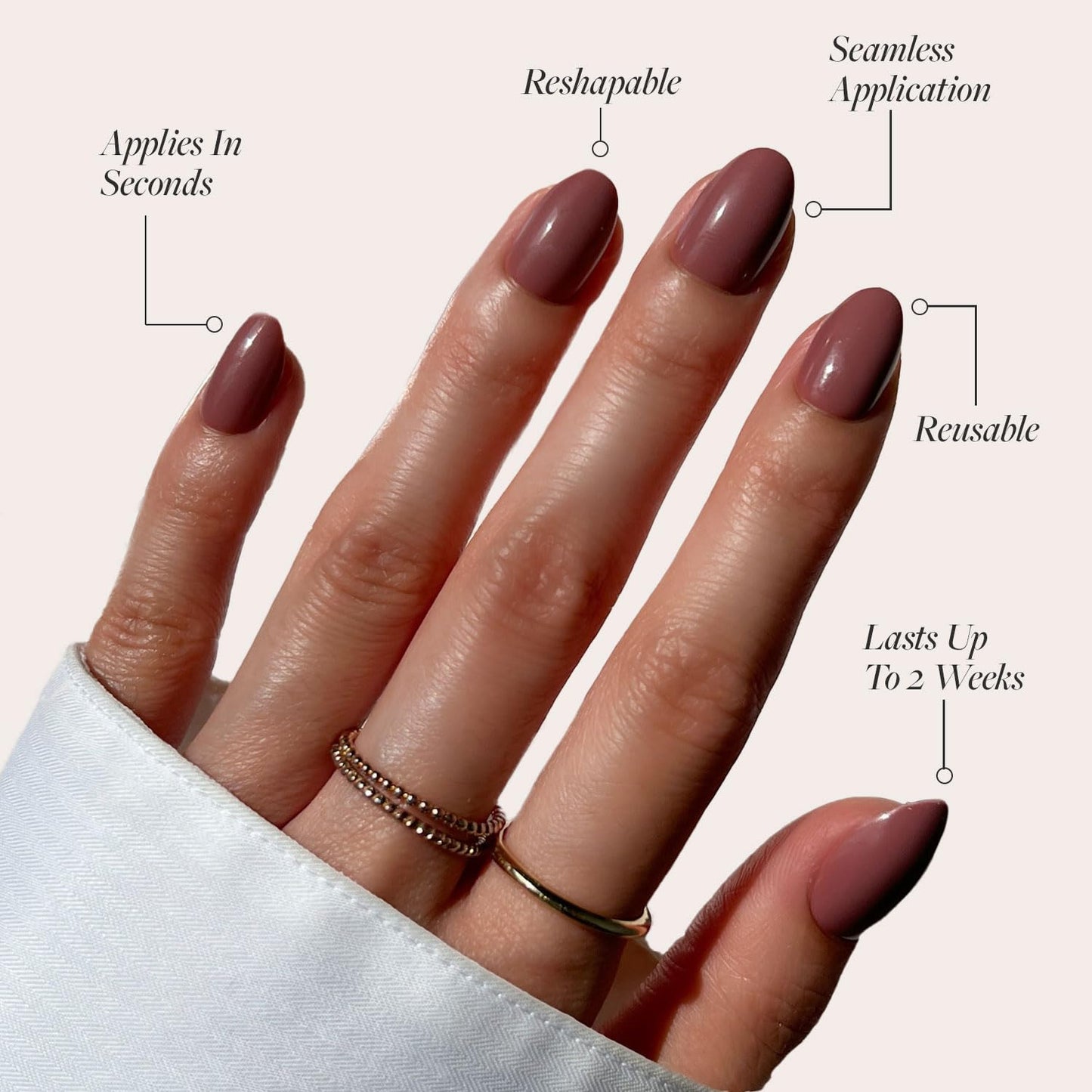 Glamnetic Press-On Nails Bundle - Mauve Obsession & Fall Mauve | 2 Muted Purple Fake Nails in Short Almond & Short Oval | Durable, Salon-Quality Nail Kits