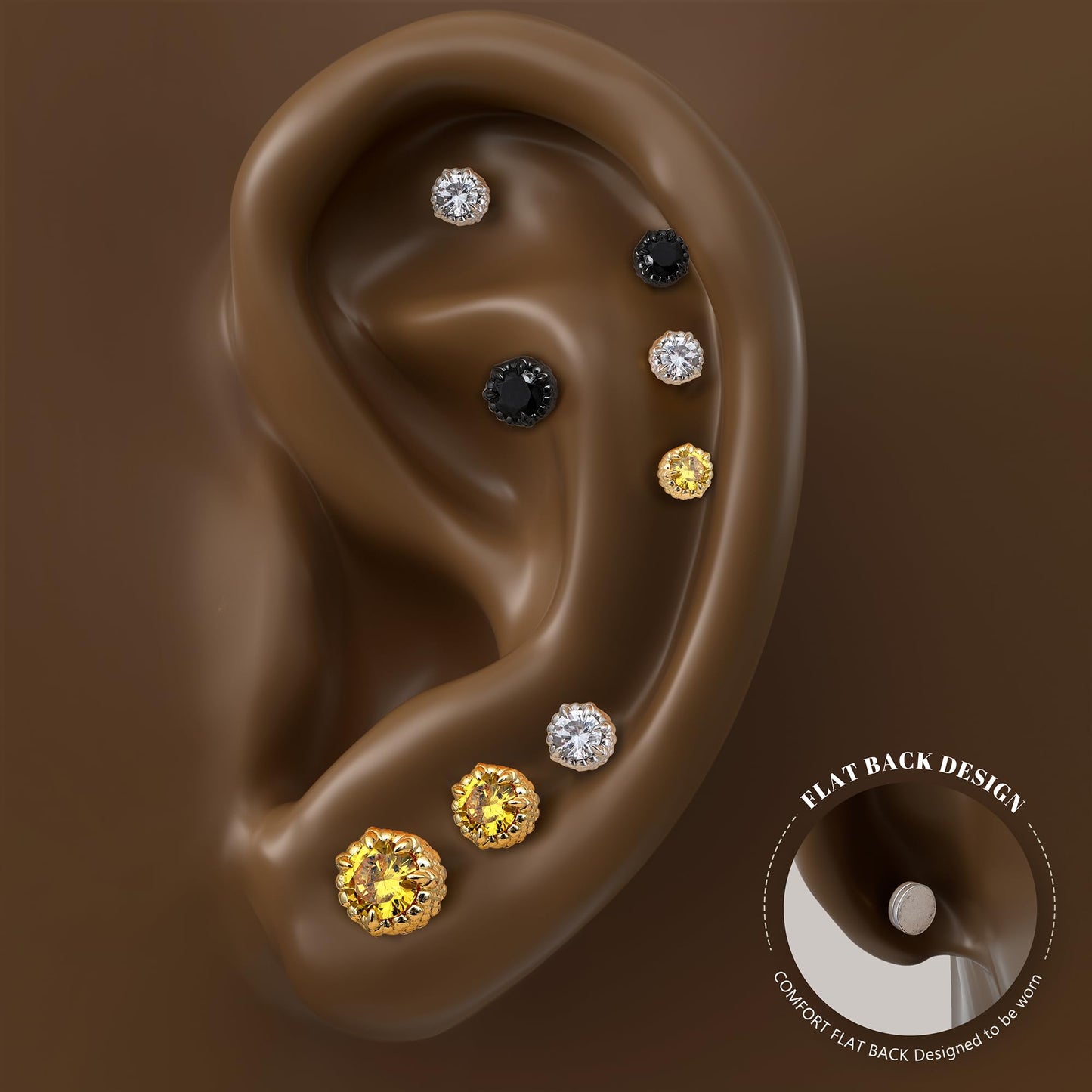 GEMQUEEN Magnetic Earrings for Men Women - 5A Shiny CZ Dragon Claw Punk Hypoallergenic Stainless Steel Non Piercing Clip on Fake Earrings Studs 5MM Not Easy to Fall