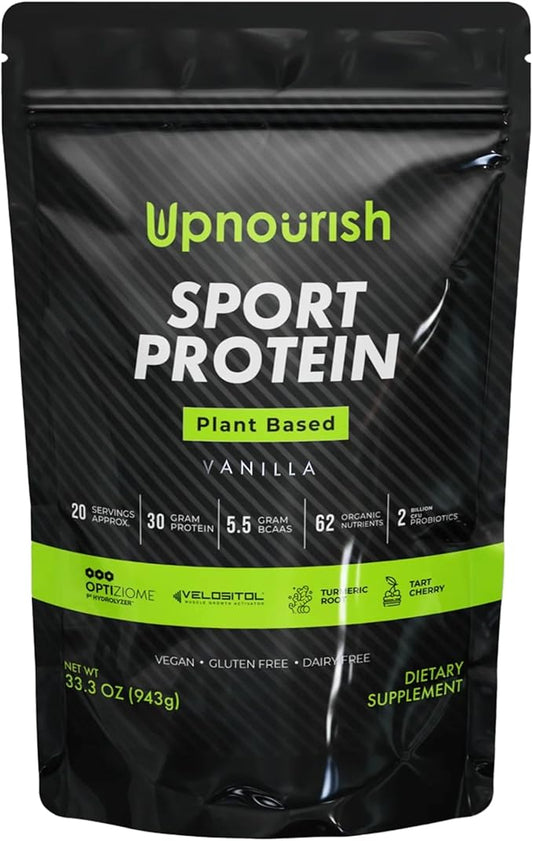 Vegan Sport Protein Powder Vanilla – 30g Plant Based Protein, VELOSITOL, BCAAs, Organic Greens & Fruits, Probiotics, Tart Cherry for Post Workout Recovery, Inform Sports Certified Keto - 20 servings