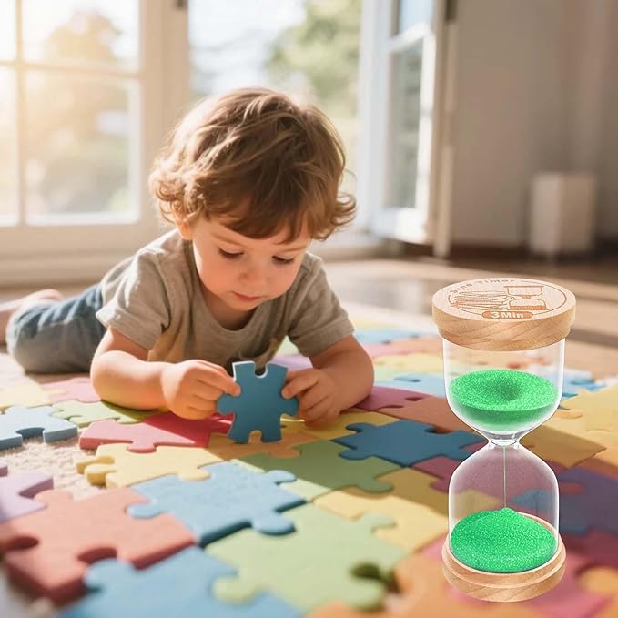 2 Minute Sand Timer, Wooden Hourglass Sand Clock, Small Wood 2 Min Hour Glass, Two Minutes Sandglass for Brushing Teeth, Reloj De Arena, Classroom, Game, Kitchen, Home, Office