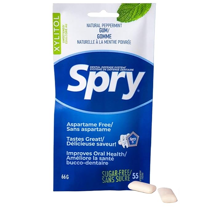 Spry On The Go Fresh Natural Xylitol Chewing Gum Dental Defense System - Aspartame-Free, Sugar-Free, Non-GMO (Variety, 55 Count - Pack of 3)
