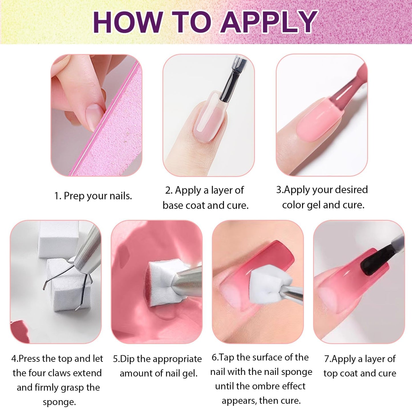 U-Shinein Gradient Painting Gel, 9 Bright Colors Ombre Gel Nail Polish Light Pink Blue Summer Kit Sponging for Pigment Pat Kit Aura Nails French Manicure Soak Off UV Bloom Summer Set