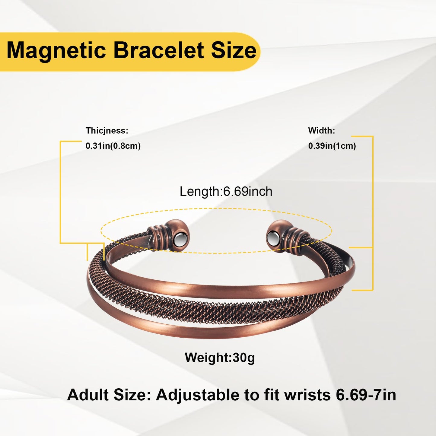 EnerMagiX Copper Bracelet for Women, 99.9% Retro Pure Copper Fashion Magnetic Bracelets, Fashion Jewelry Present (2023)