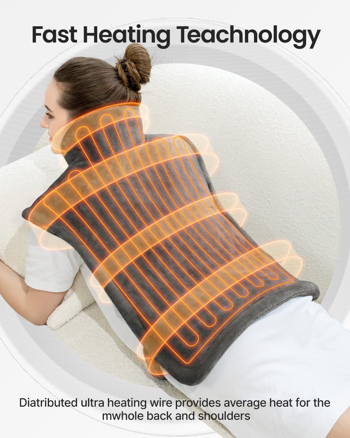 RENPHO Electric Heating Pad for Back Pain Relief, Birthday Gifts for Women Men Mom Dad Elderly, FSA Eligible Items Only List, Large Heat Pad for Neck and Shoulders, 24"x33", ETL Certified, Gray