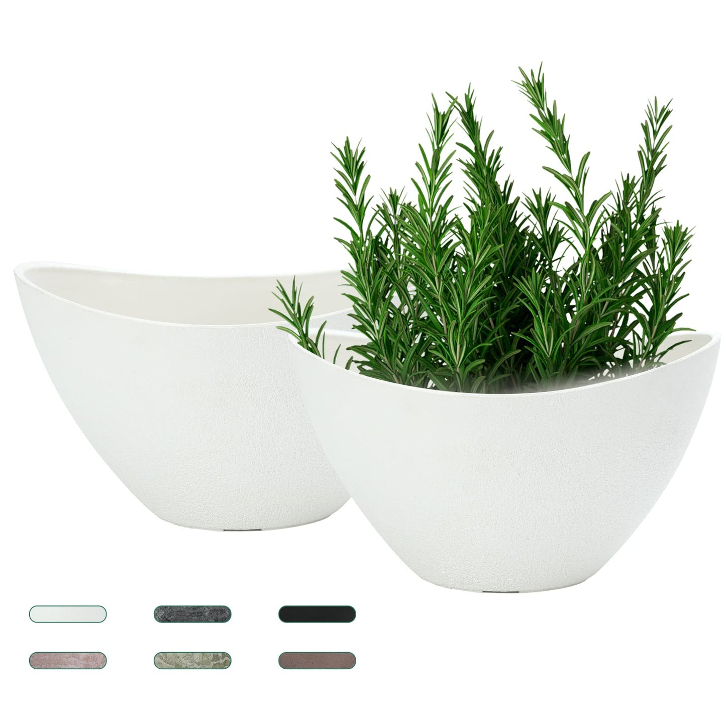 LaDoVita Plant Pots with Drainage Holes, 12 Inch Large Planters for Indoor Plants, Plastic Flower Pots Outdoor, 2 Pack, White