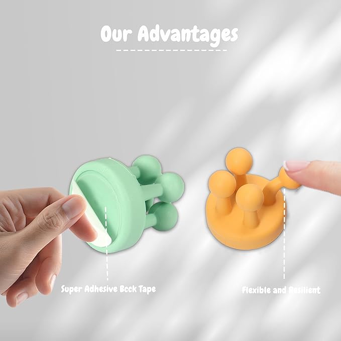 8Pcs Silicone Toothbrush Holders for Bathrooms,Waterproof Self Adhesive Multifunctional Hook for Hanging Towel Key Plug Cable for Bathroom Kitchen Living Room Office Black4White4