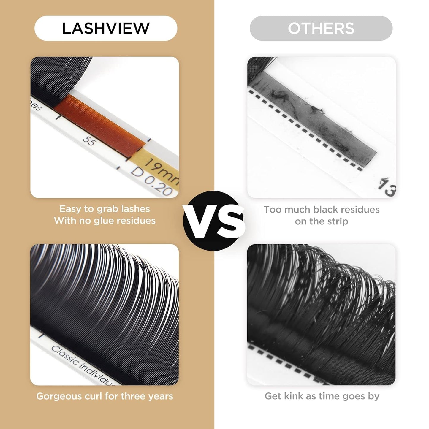 LASHVIEW 0.20 Thickness Eyelash Extensions 9mm D Curl Silk Fake Natural Thick Lashes Individual Semi-Permanent Eyelashes Silk lashes (Salon Use)