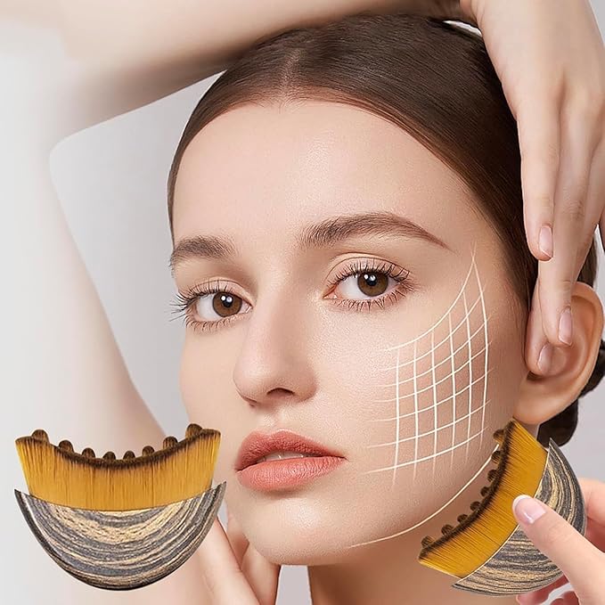 2PCS Lymphatic Contour Face Brush,Contour Face Brush for Lymphatic Drainage,Dry Lymphatic Drainage Massager,Ergonomically Designed to Fit The Skin Precisely