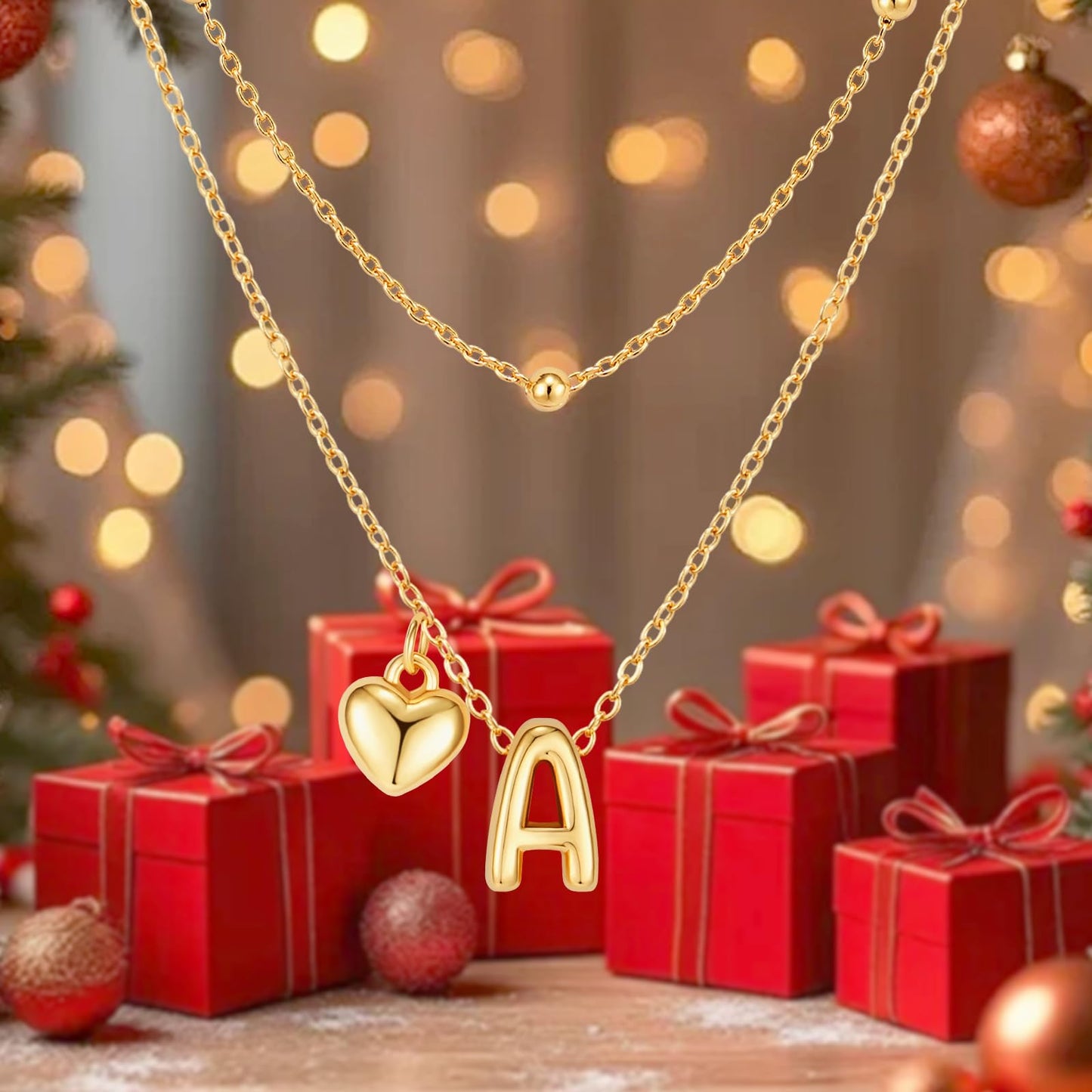 adoyi Gold Heart Initial Necklaces for Women Hers Dainty 14K Gold Plated Heart Layered Letter R Pendant Necklace Stack Trendy Jewelry Birthday Valentines Gifts for Women Jewelry
