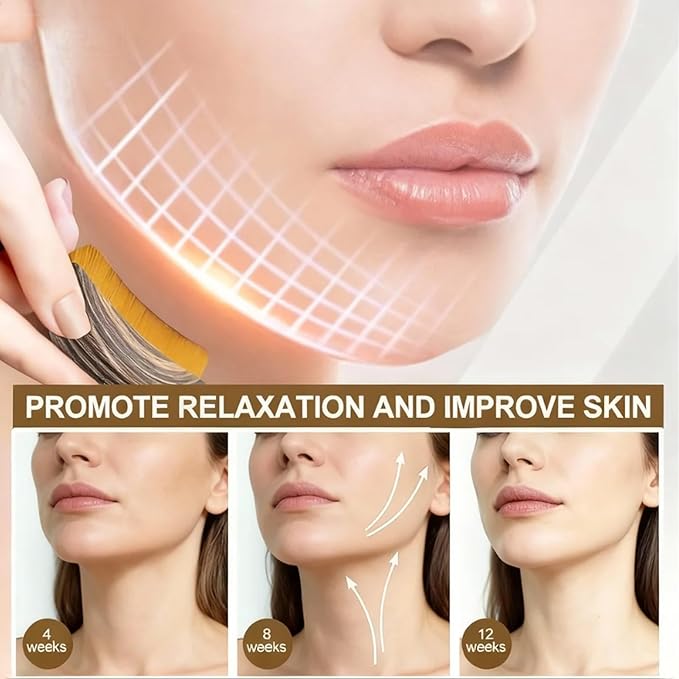 Lymphatic Contour Face Brush - Facial Sculpting & Anti-Puffiness Tool | Ultra Soft Dry Brush for Jawline Massage & Lymphatic Drainage | Ergonomic Design (1PC)