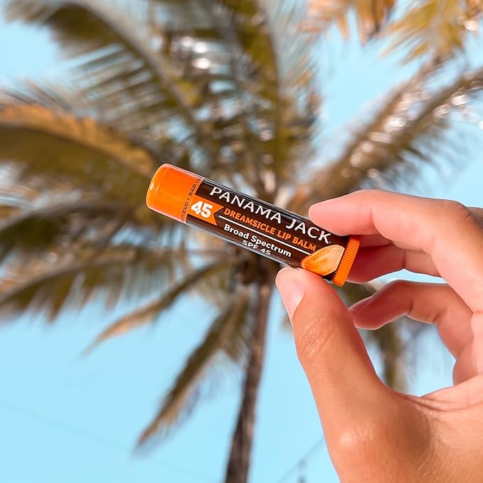 Panama Jack Sunscreen Lip Balm - SPF 45, Broad Spectrum UVA-UVB Sunscreen Protection, Prevents & Soothes Dry, Chapped Lips, Dreamsicle, 12-pack