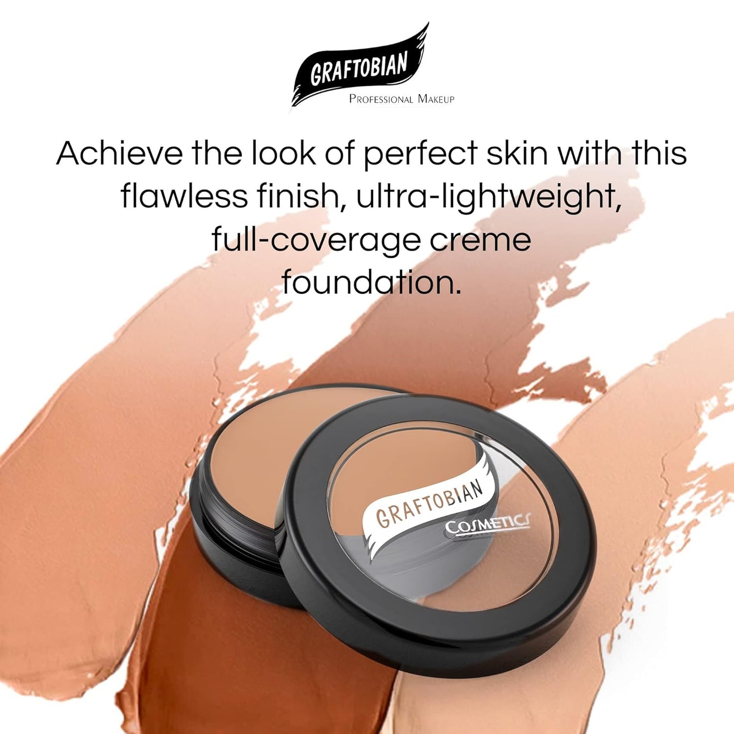 Graftobian HD Glamour Crème Foundation 1/2oz, Weightless Full Coverage Makeup, 65 Inclusive Shades, For All Skin Types, Natural or Full-Glam Looks, For Professionals and Beginners, Vixen