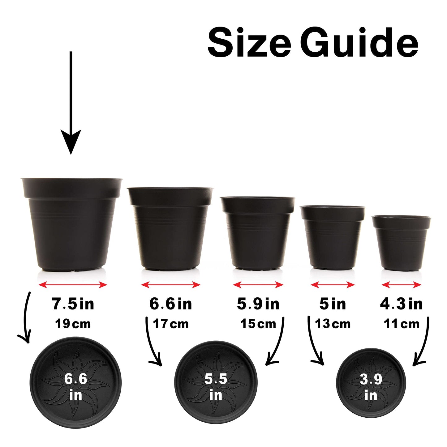 Mintra Garden Pots, 4 Pack Bulk Plastic Plant Pots with Drainage Tray, Round Indoor & Outdoor Decorative Planters with Drain Holes for Flowers, Herbs & Plants, 19cm Diameter – Forest Green, 7.5 in