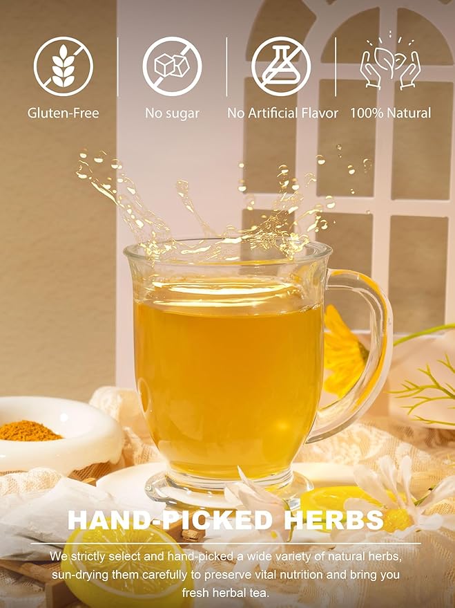 TeeLux Turmeric Chai Tea, Turmeric Tea with Licorice, Cinnamon, Ginger & Green Cardamom, Warming & Spicy Flavor, 100 Count