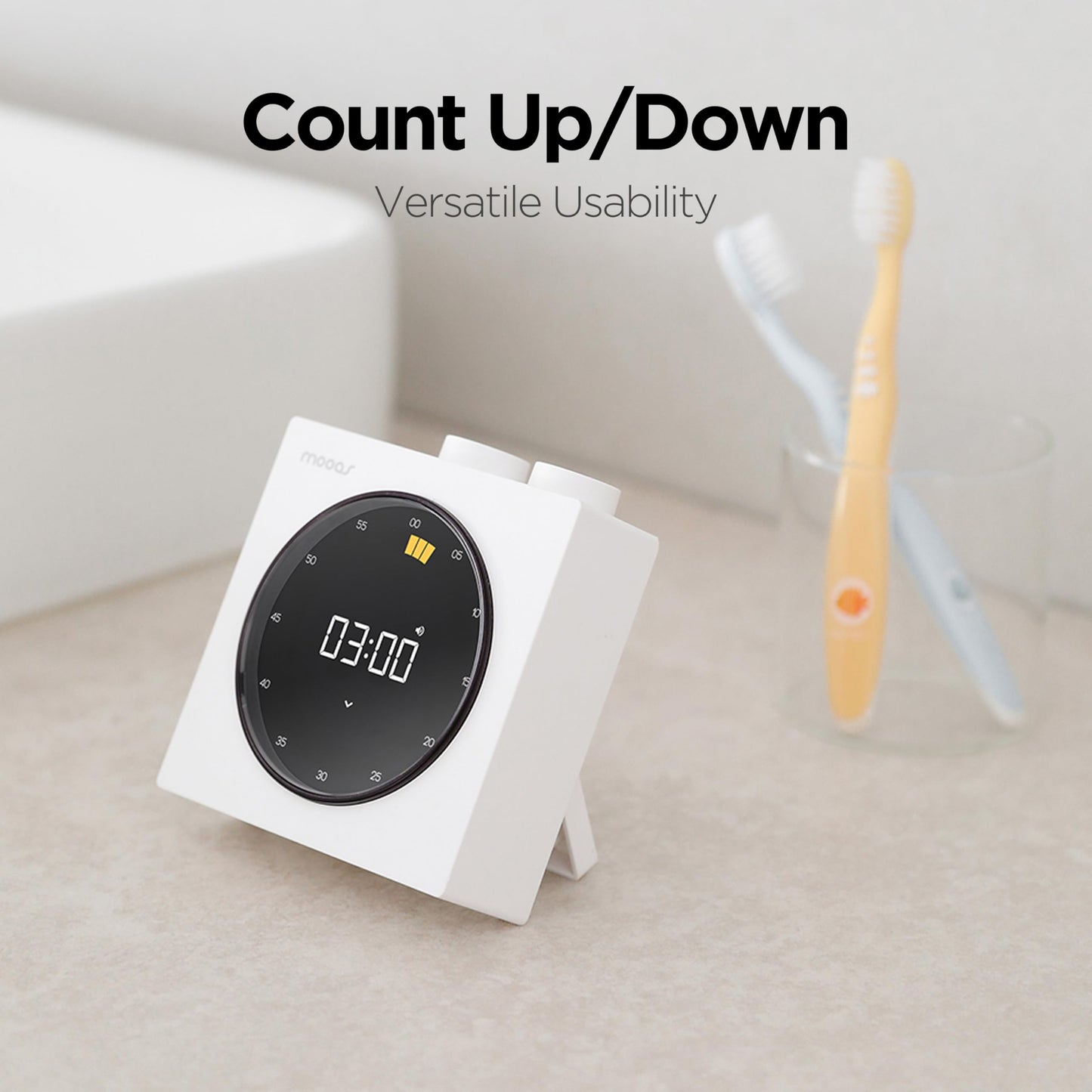 mooas Time Loop Digital Visual Timer, Rechargeable Wireless, LCD Large Display, Portable, Visual Timer, Brightness Adjustment, Count Up/Down, Pomodoro Timer for ADHD, Study, Home Schooling (Black)