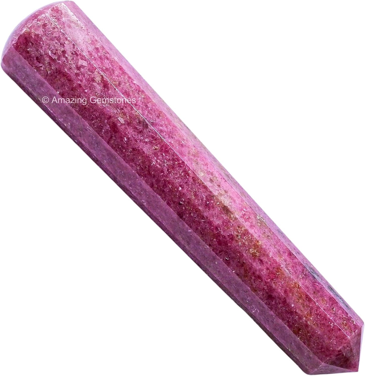 Amazing Gemstone Rhodonite Crystal Wand Massage Stick - Pelvic Wand Gua Sha for Adults - Crystals and Healing Stones Massage Wands for Adults Gifts (Pointed)