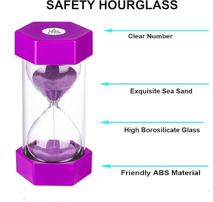 SuLiao Hourglass 5 Minute Sand Timer : Plastic Sand Clock, Small Purple Sand Watch 5 Min,Reloj De Arena,Hour Glass Colorful Sandglass Timer for Kids, Games, Classroom, Kitchen, Decor