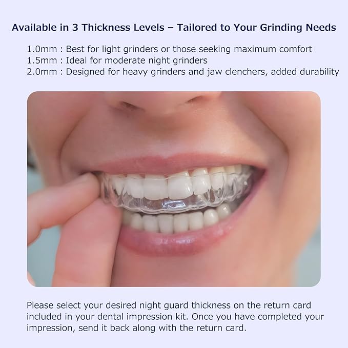 Custom Fit Night Guard for Bruxism & Teeth Clenching - Comfortable & BPA-Free - Protects Teeth & Reduces Jaw Tension - Includes Case & Easy-to-Use Mold Kit（Single One Upper or Lower Guard）