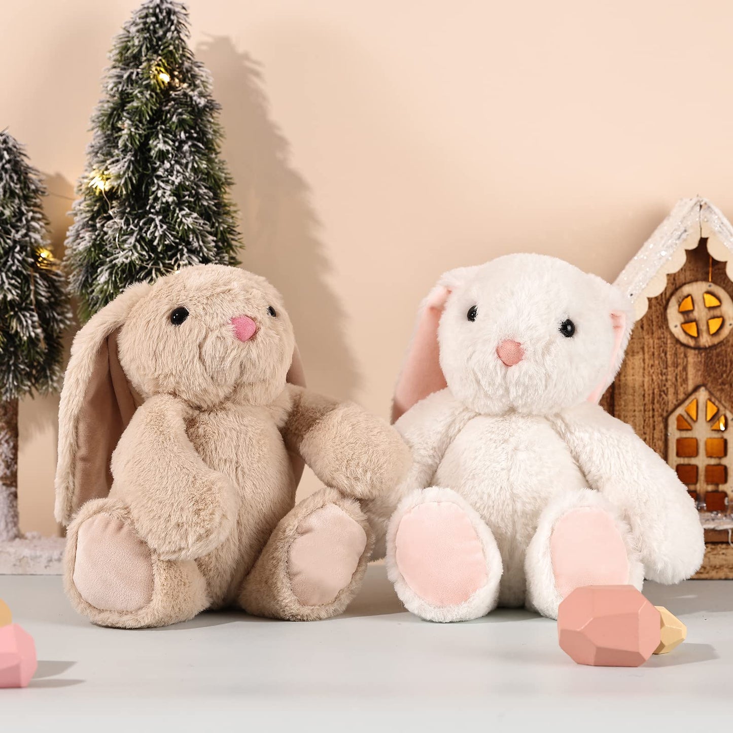 TCBunny Baby Bunny Bedtime Stuffed Animal Plush Toy Easter Stuffer Gifts for Girls, Boys, Kids 11" (White)