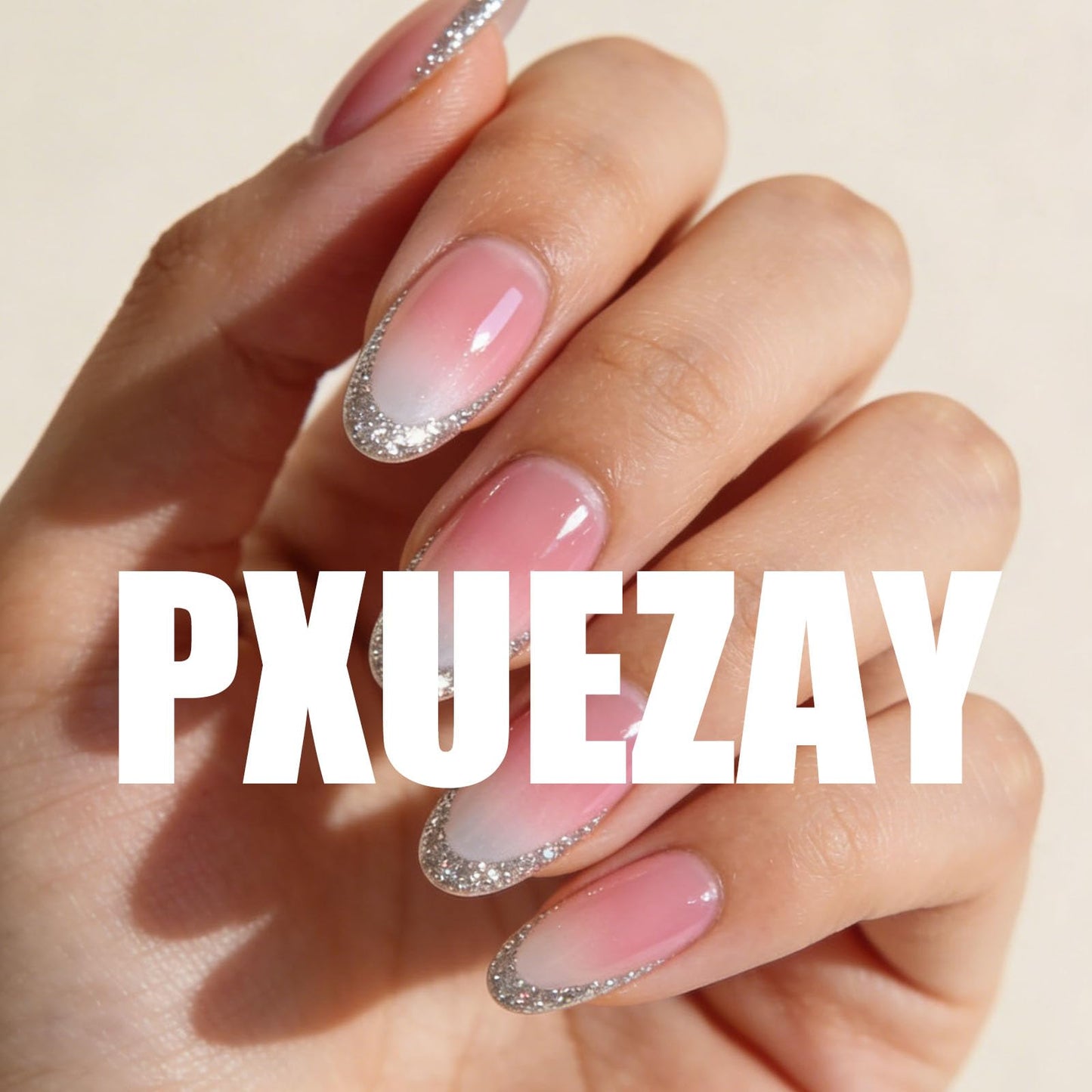 Press on Nails Almond Medium Fake Nails Blush Acrylic Nail 3D Water Ripples Pearls Flowers Designs French Glue on Nails Press ons Brown Stick on Nails for Women 24Pcs