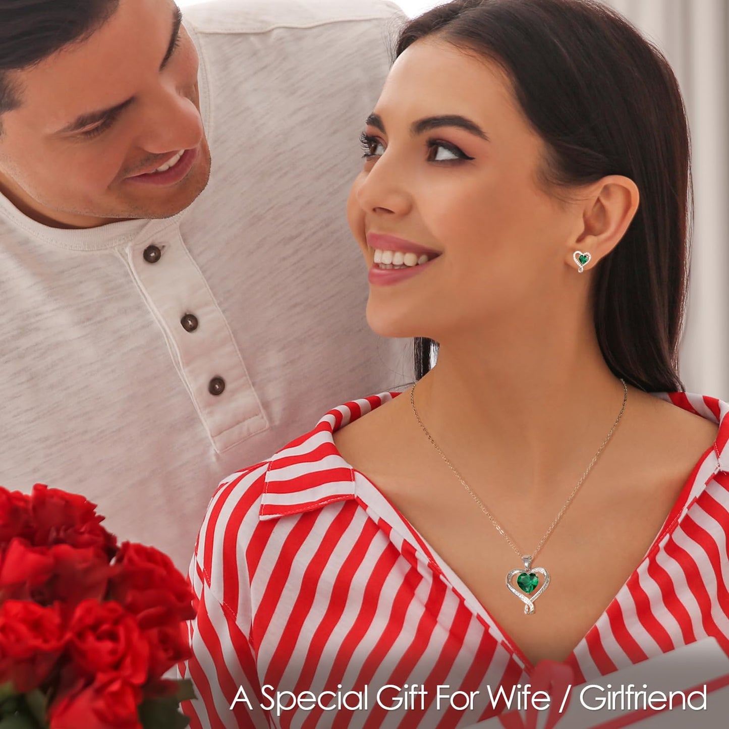 Zifeel Earrings for Women - 925 Sterling Silver Birthstone Heart Studs Earring for Girlfriend Wife - Anniversary Birthday Christmas Valentines Mother’s Day Gifts Jewelry for Women Wife Her Mom