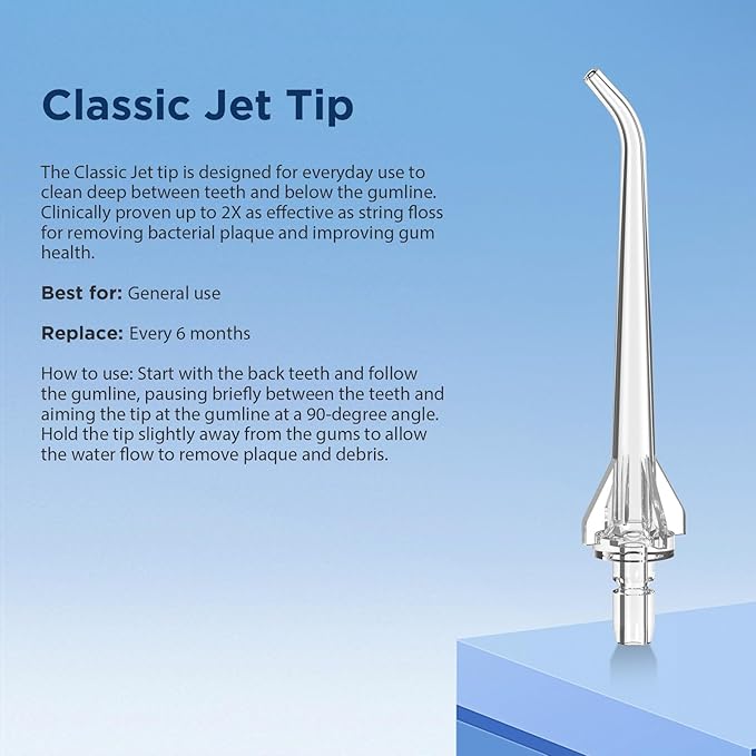 6 Replacement Heads for Nicwell/Oralfree F5025(F5025D)/F5025 Water Flosser (6 Classic Jet Tips + Storage Case Bundle)