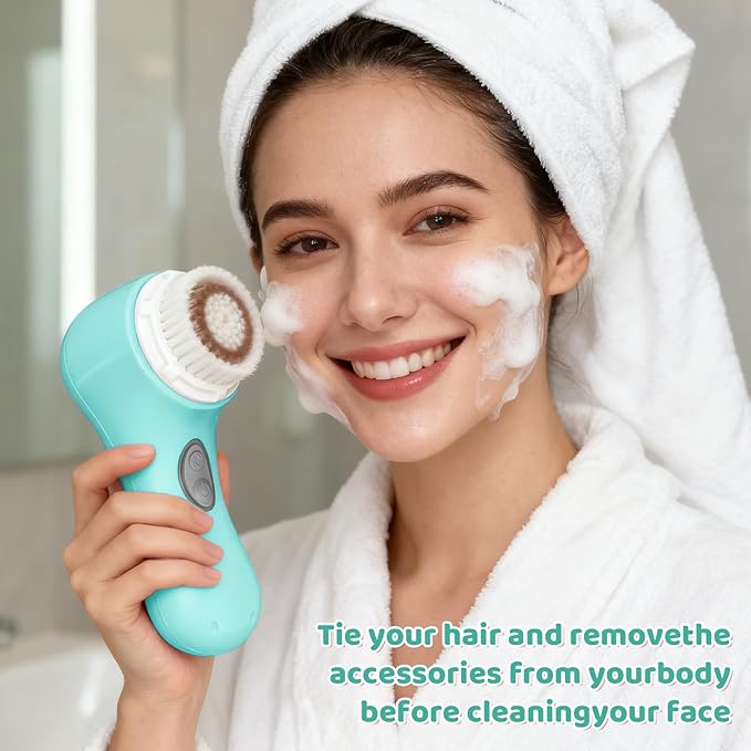Clarisonic Mia 2 Electric Face Cleansing Brush with 2 Brush Heads, Sonic Facial Brush for Deep Cleaning & Exfoliation, Waterproof Rechargeable (Sea Breeze)