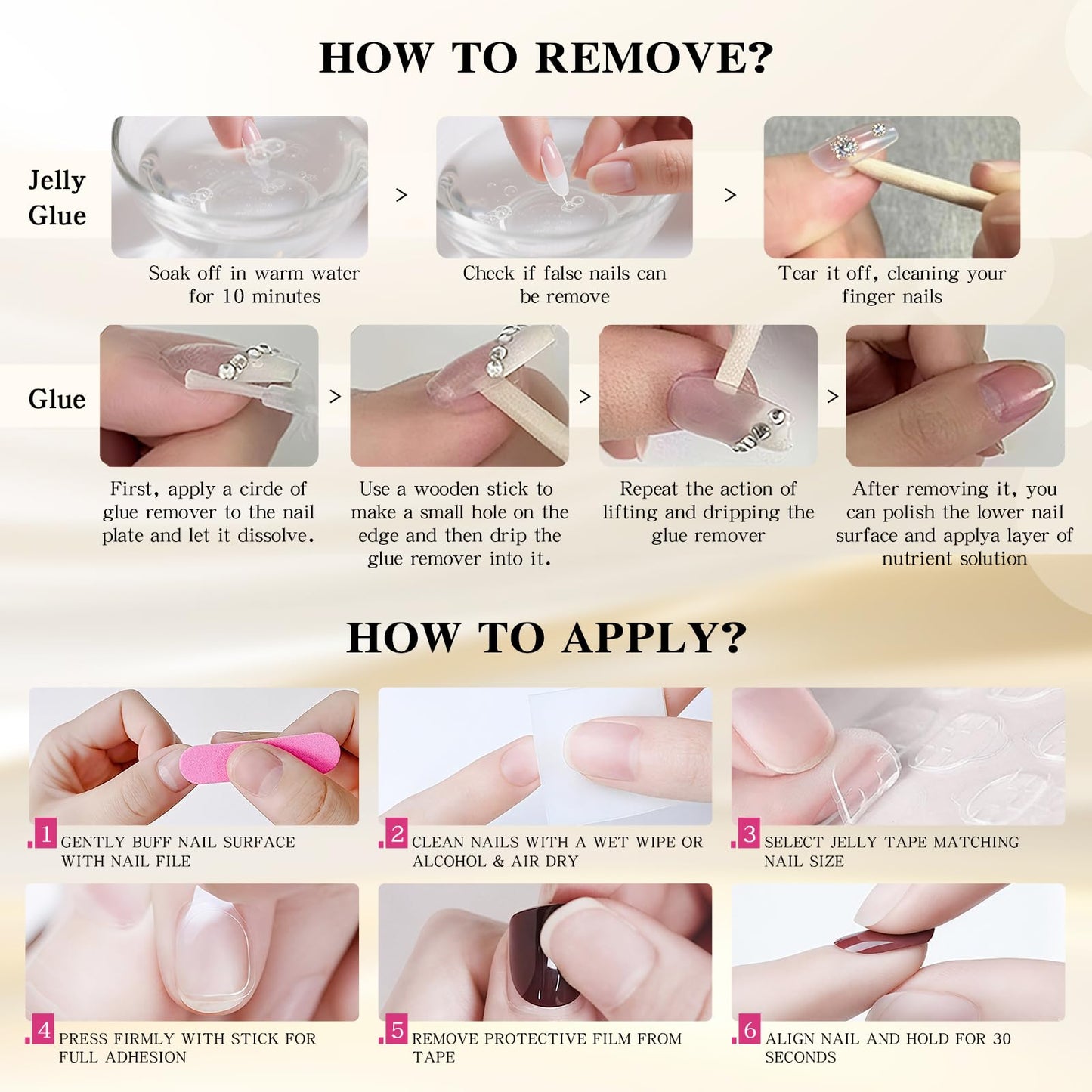 Yacey Handmade Wedding Press on Nails for Bride, Medium Almond Reusable False Nails Press Ons, 3D Sakura French Tip Thick Acrylic Fake Nails, Luxury Glossy Glue on Nails for Women Girls (10 Pcs, M)
