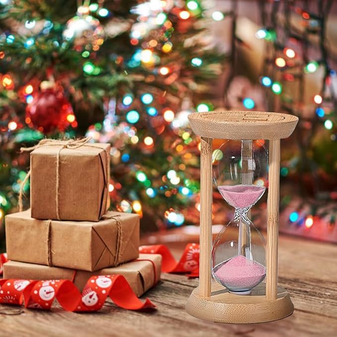 Wood Sand Timer, 60 Minute Hourglass,Bamboo Sandglass Timer 60 Min,Sand Watch for Speed Reading Timer,Baking,Game, Gift,Pink