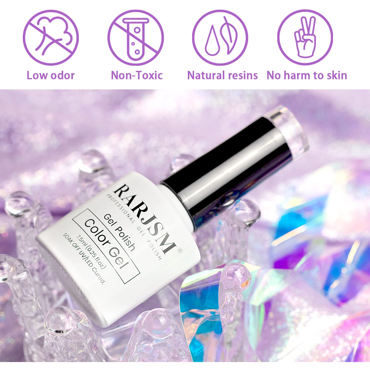 RARJSM Silver Holographic Glitter Gel Cat Eye Gel Nail Polish, Gelpolish Galaxy Rainbow Effect Universal Without Magnet Soak Off U V L E D DIY Manicure Art for Salon Designs and Home DIY 7.5ML