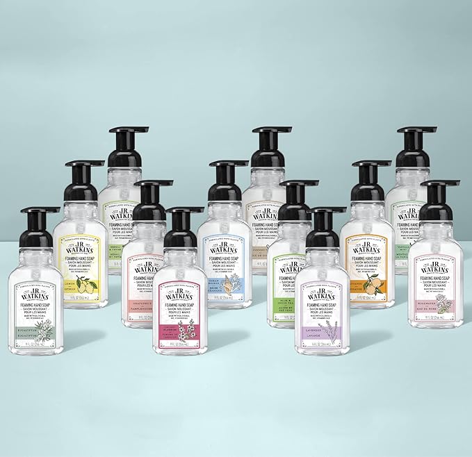 J.R. Watkins Foaming Hand Soap with Pump Dispenser, Moisturizing Foam Hand Wash, Alcohol-Free, Cruelty-Free, Peppermint, 9 fl oz, 3 Pack