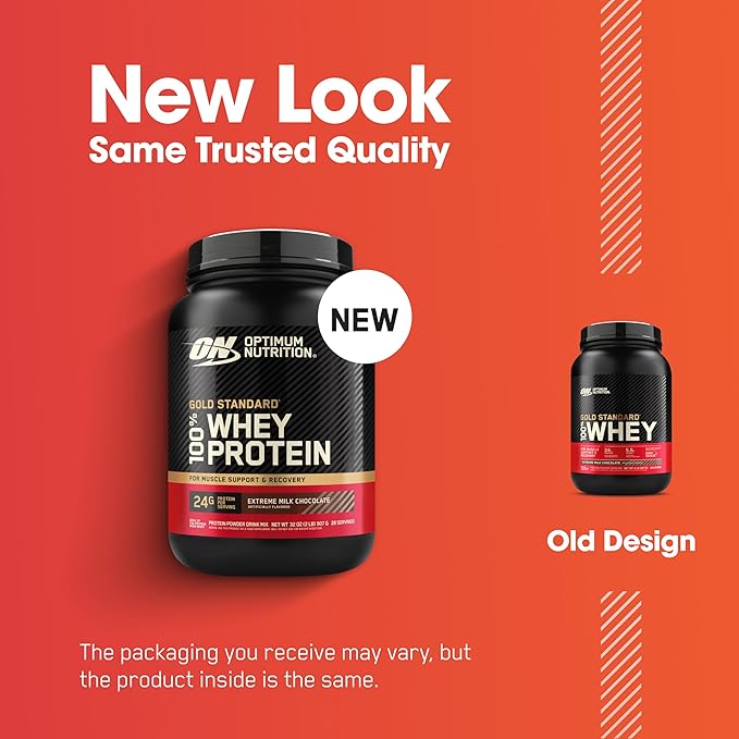 Optimum Nutrition Gold Standard 100% Whey Protein Powder, Extreme Milk Chocolate, 2 Pound (Pack of 1) (Packaging May Vary)