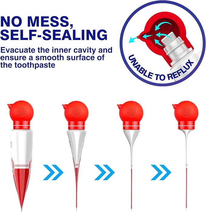 Toothpaste Dispenser for Kids with Self-Closing Cap No Mess No Waste, Fits Most Toothpaste Tube(White)